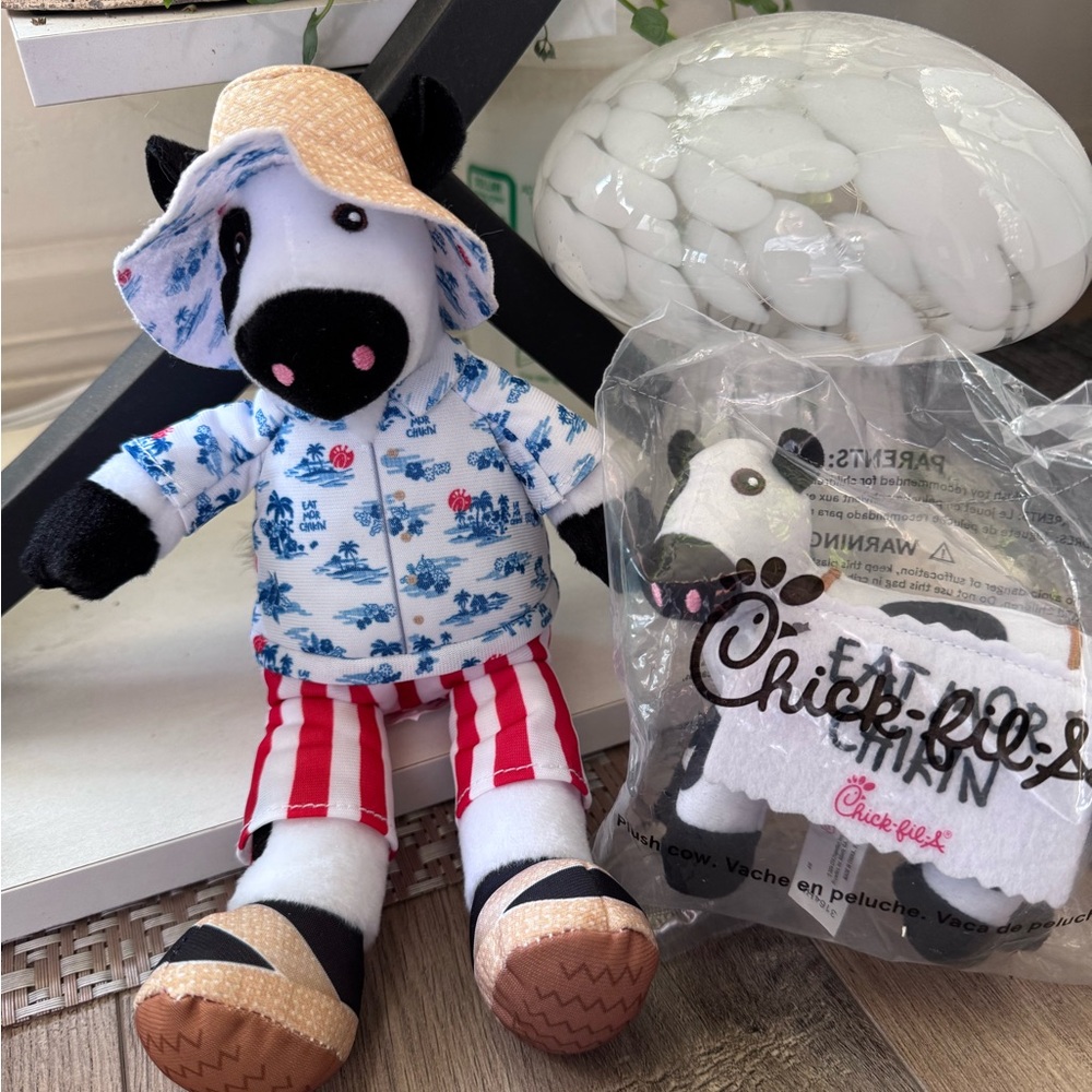 Chick-fil-A Cow Plush Toy - summer tropical Black and White set of 2